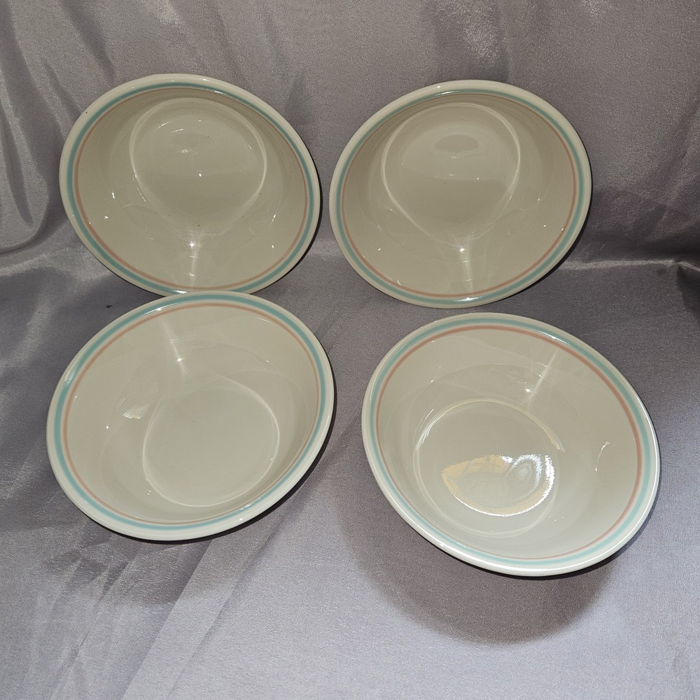 4 Corelle Forever Yours Small Berry Fruit Dessert Sauce Bowls Pink Teal Vintage